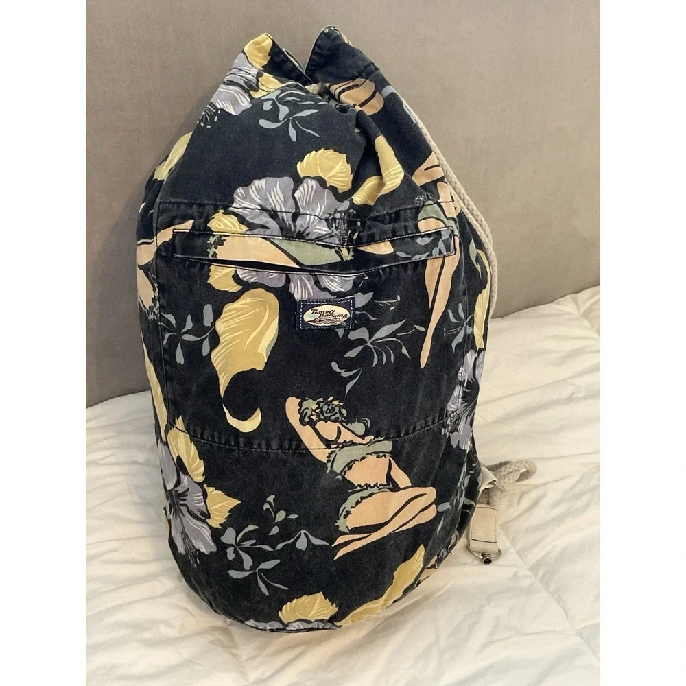 Tommy Bahama Cinch Top Beach Duffle Bag Drawstring Vintage Lightweight Tote